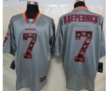 Nike San Francisco 49ers #7 Colin Kaepernick Lights Out Gray Ornamented Elite Jersey