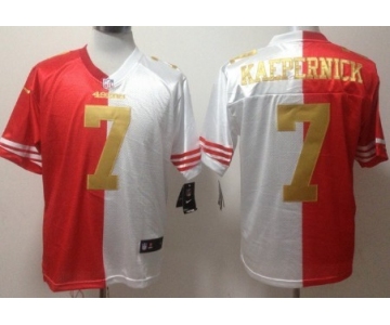 Nike San Francisco 49ers #7 Colin Kaepernick Red/White With Gold Two Tone Elite Jersey