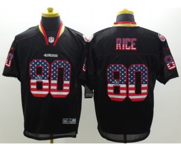 Nike San Francisco 49ers #80 Jerry Rice 2014 USA Flag Fashion Black Elite Jersey