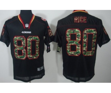 Nike San Francisco 49ers #80 Jerry Rice Black With Camo Elite Jersey