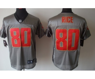 Nike San Francisco 49ers #80 Jerry Rice Gray Shadow Elite Jersey