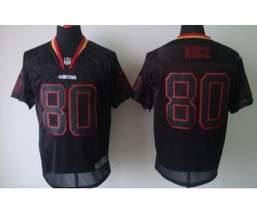 Nike San Francisco 49ers #80 Jerry Rice Lights Out Black Elite Jersey