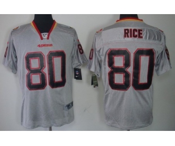 Nike San Francisco 49ers #80 Jerry Rice Lights Out Gray Elite Jersey