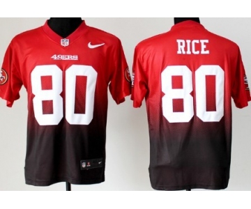 Nike San Francisco 49ers #80 Jerry Rice Red/Black Fadeaway Elite Jersey
