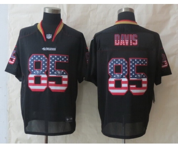 Nike San Francisco 49ers #85 Vernon Davis 2014 USA Flag Fashion Black Elite Jersey