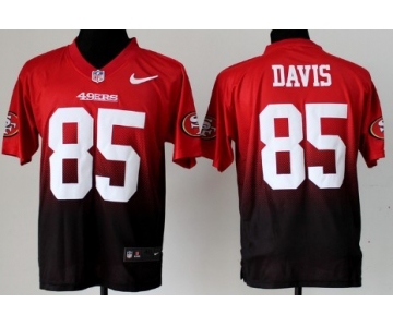 Nike San Francisco 49ers #85 Vernon Davis Red/Black Fadeaway Elite Jersey