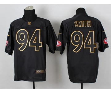 Nike San Francisco 49ers #94 Justin Smith 2014 All Black/Gold Elite Jersey