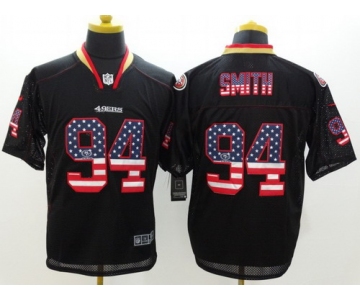 Nike San Francisco 49ers #94 Justin Smith 2014 USA Flag Fashion Black Elite Jersey