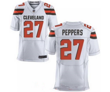 Men's 2017 NFL Draft Cleveland Browns #27 Jabrill Peppers White Road Stitched NFL Nike Elite Jersey