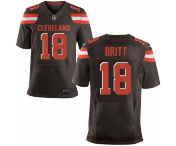 Men's Cleveland Browns #18 Kenny Britt Brown Team Color Stitched NFL Nike Elite Jersey