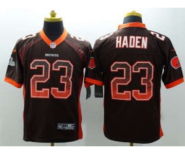 Men's Cleveland Browns #23 Joe Haden Nike Drift Fashion Brown Elite Jersey