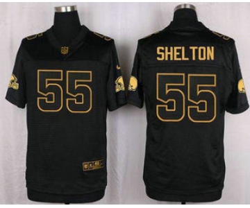 Men's Cleveland Browns #55 Danny Shelton Black Stitched NFL Elite Pro Line Gold Collection Jersey