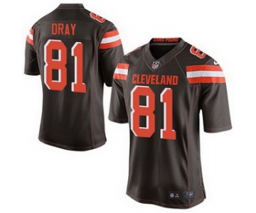 Men's Cleveland Browns #81 Jim Dray Brown Team Color 2015 NFL Nike Elite Jersey