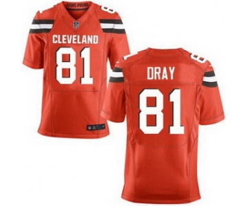 Men's Cleveland Browns #81 Jim Dray Orange Alternate 2015 NFL Nike Elite Jersey