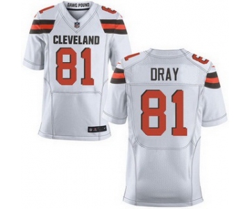 Men's Cleveland Browns #81 Jim Dray White Road 2015 NFL Nike Elite Jersey