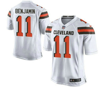 Men's Cleveland Browns Brown #11 Travis Benjamin White Road 2015 NFL Nike Elite Jersey