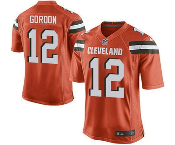 Men's Cleveland Browns Brown #12 Josh Gordon Orange Alternate 2015 NFL Nike Elite Jersey