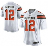 Men's Cleveland Browns Brown #12 Josh Gordon White Road 2015 NFL Nike Elite Jersey