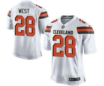 Men's Cleveland Browns Brown #28 Terrance West White Road 2015 NFL Nike Elite Jersey