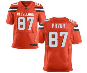 Men's Cleveland Browns Brown #87 Terrelle Pryor Orange Alternate 2015 NFL Nike Elite Jersey