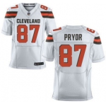 Men's Cleveland Browns Brown #87 Terrelle Pryor White Road 2015 NFL Nike Elite Jersey