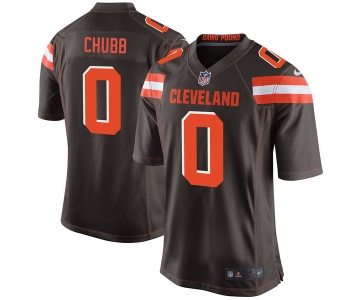 Nike Cleveland Browns #0 Nick Chubb Brown 2018 NFL Draft Pick Elite Jersey