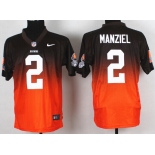 Nike Cleveland Browns #2 Johnny Manziel Brown/Orange Fadeaway Elite Jersey