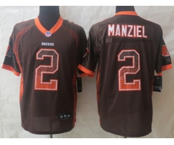 Nike Cleveland Browns #2 Johnny Manziel Drift Fashion Brown Elite Jersey