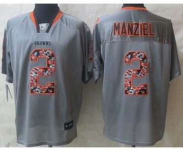 Nike Cleveland Browns #2 Johnny Manziel Lights Out Gray Ornamented Elite Jersey