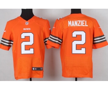 Nike Cleveland Browns #2 Johnny Manziel Orange Elite Jersey