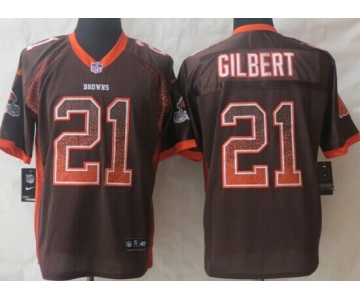 Nike Cleveland Browns #21 Justin Gilbert Drift Fashion Brown Elite Jersey