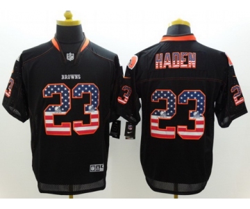 Nike Cleveland Browns #23 Joe Haden 2014 USA Flag Fashion Black Elite Jersey