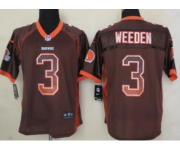 Nike Cleveland Browns #3 Brandon Weeden Drift Fashion Brown Elite Jersey