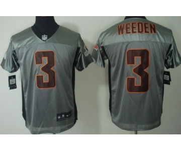 Nike Cleveland Browns #3 Brandon Weeden Gray Shadow Elite Jersey