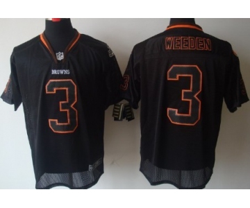 Nike Cleveland Browns #3 Brandon Weeden Lights Out Black Elite Jersey