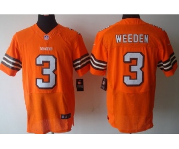 Nike Cleveland Browns #3 Brandon Weeden Orange Elite Jersey