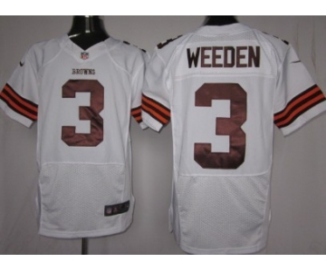 Nike Cleveland Browns #3 Brandon Weeden White Elite Jersey