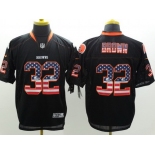 Nike Cleveland Browns #32 Jim Brown 2014 USA Flag Fashion Black Elite Jersey