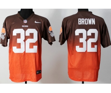 Nike Cleveland Browns #32 Jim Brown Brown/Orange Fadeaway Elite Jersey