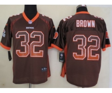 Nike Cleveland Browns #32 Jim Brown Drift Fashion Brown Elite Jersey