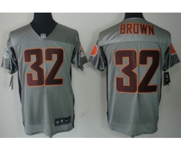 Nike Cleveland Browns #32 Jim Brown Gray Shadow Elite Jersey