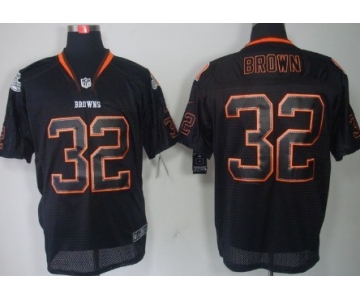 Nike Cleveland Browns #32 Jim Brown Lights Out Black Elite Jersey