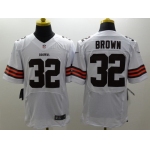 Nike Cleveland Browns #32 Jim Brown White Elite Jersey