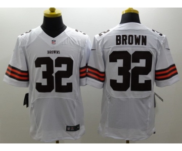 Nike Cleveland Browns #32 Jim Brown White Elite Jersey