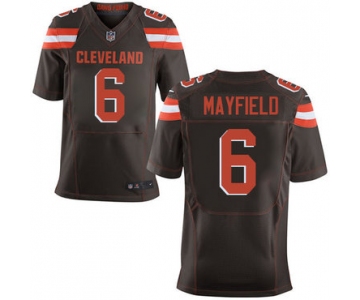 Nike Cleveland Browns #6 Baker Mayfield Brown 2018 NFL Draft Pick Elite Jersey