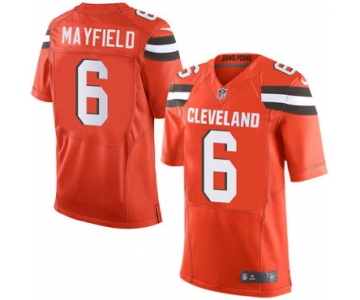 Nike Cleveland Browns #6 Baker Mayfield Orange 2018 NFL Draft Pick Elite Jersey