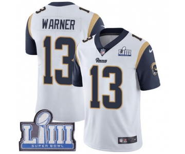 #13 Limited Kurt Warner White Nike NFL Road Men's Jersey Los Angeles Rams Vapor Untouchable Super Bowl LIII Bound