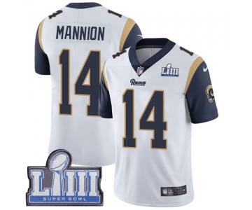 #14 Limited Sean Mannion White Nike NFL Road Men's Jersey Los Angeles Rams Vapor Untouchable Super Bowl LIII Bound