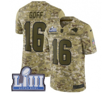 #16 Limited Jared Goff Camo Nike NFL Men's Jersey Los Angeles Rams 2018 Salute to Service Super Bowl LIII Bound