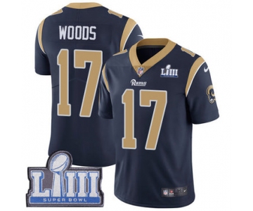 #17 Limited Robert Woods Navy Blue Nike NFL Home Men's Jersey Los Angeles Rams Vapor Untouchable Super Bowl LIII Bound